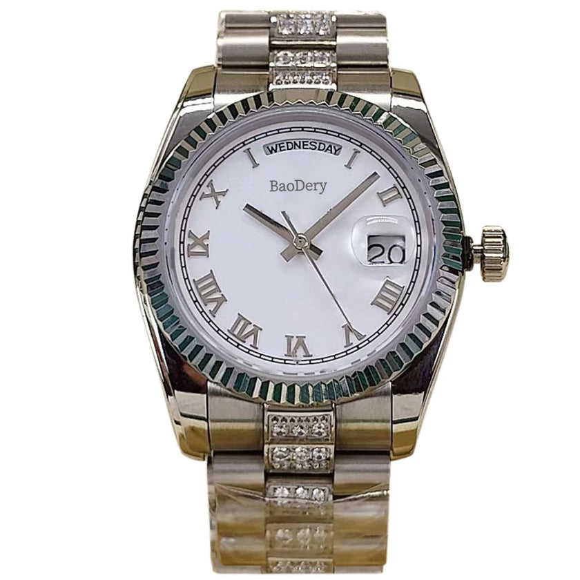 36mm Women's luxury Watch - Stainless Steel Chronograph Mechanical Watch, as Good as the Elegant ladies,Wmen's Fashion