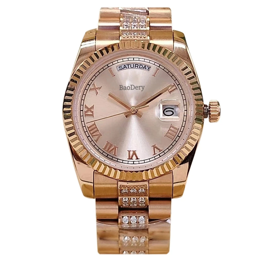 36mm Women's luxury Watch - Stainless Steel Chronograph Mechanical Watch, as Good as the Elegant ladies,Wmen's Fashion