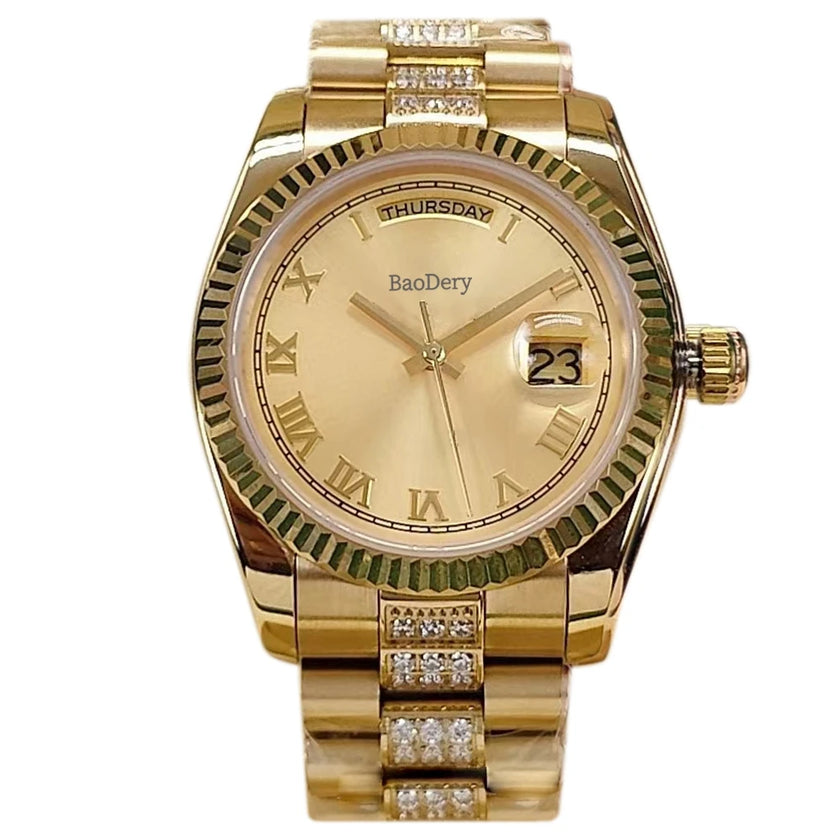 36mm Women's luxury Watch - Stainless Steel Chronograph Mechanical Watch, as Good as the Elegant ladies,Wmen's Fashion