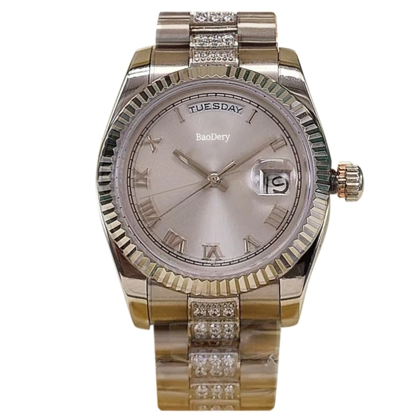 36mm Women's luxury Watch - Stainless Steel Chronograph Mechanical Watch, as Good as the Elegant ladies,Wmen's Fashion