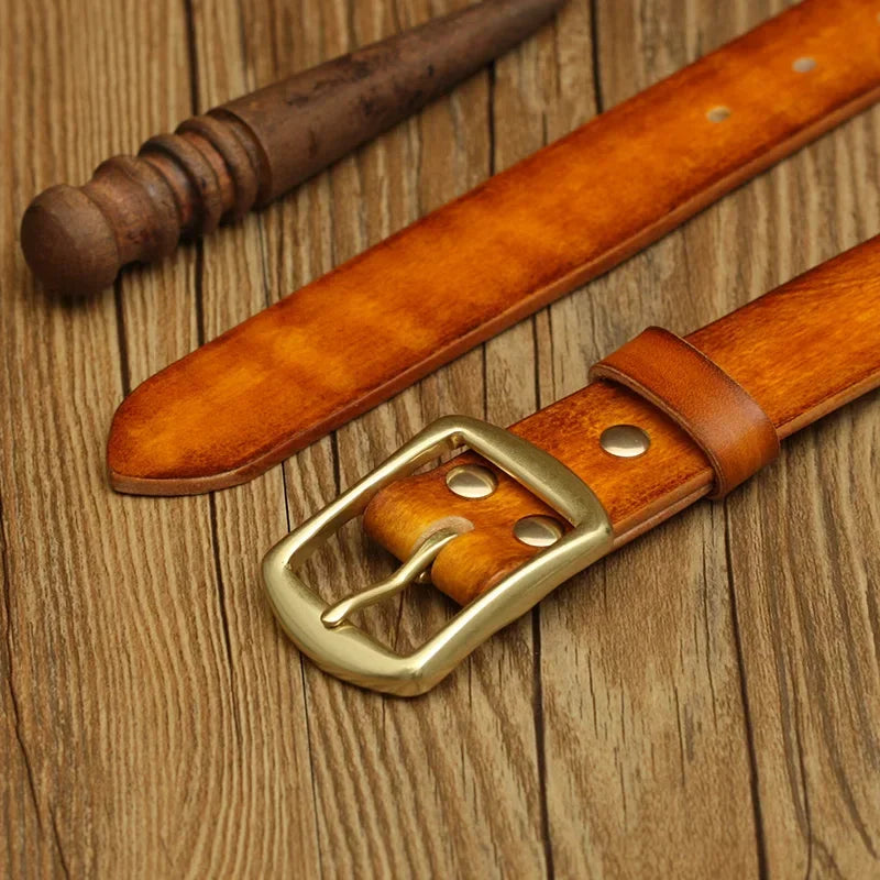 Handmade Belt Buckles for Men Thick Natural Vegetable Tanned Leather Leather Pin Buckle Mens Waist Belt Men's Belt Gifts for Men