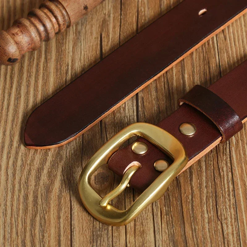 Handmade Belt Buckles for Men Thick Natural Vegetable Tanned Leather Leather Pin Buckle Mens Waist Belt Men's Belt Gifts for Men
