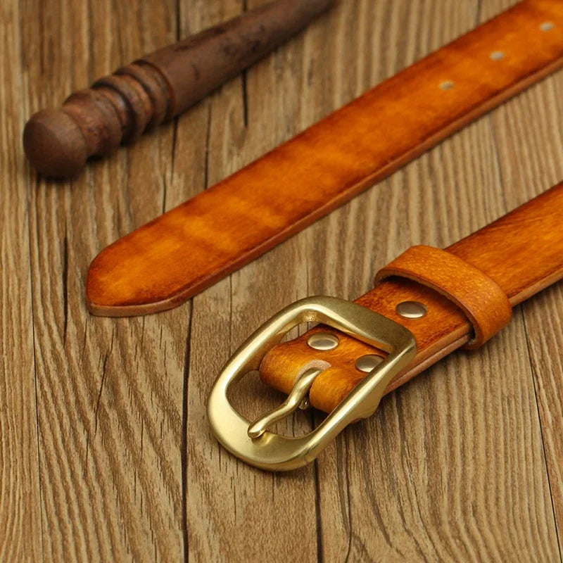 Handmade Belt Buckles for Men Thick Natural Vegetable Tanned Leather Leather Pin Buckle Mens Waist Belt Men's Belt Gifts for Men