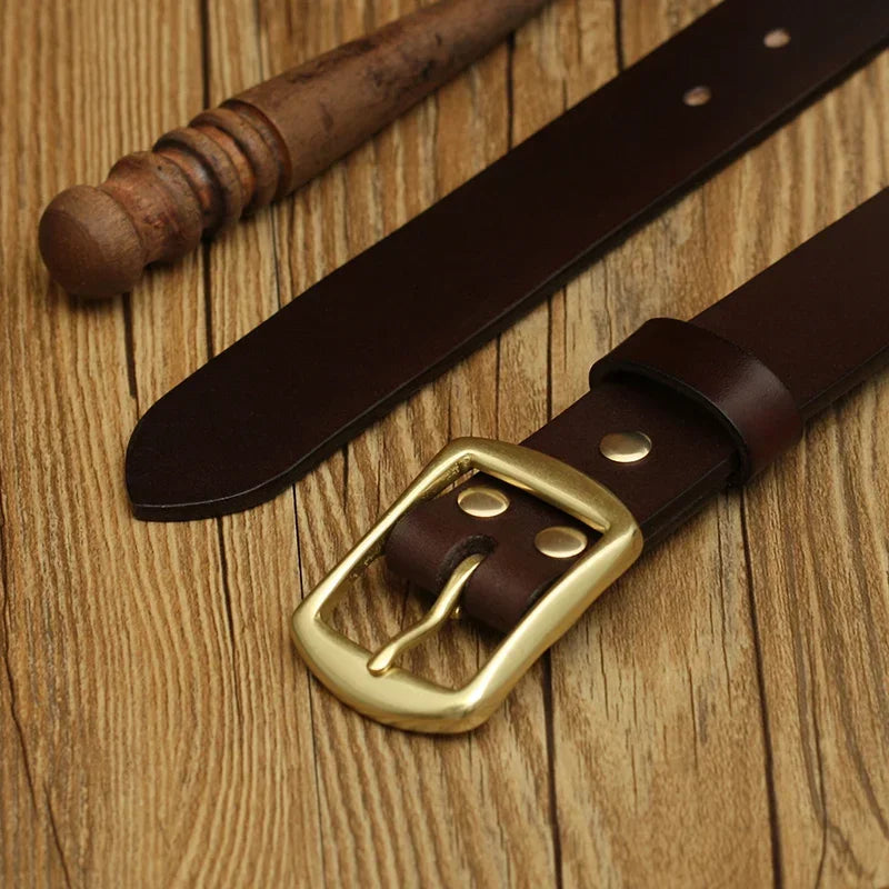 Handmade Belt Buckles for Men Thick Natural Vegetable Tanned Leather Leather Pin Buckle Mens Waist Belt Men's Belt Gifts for Men