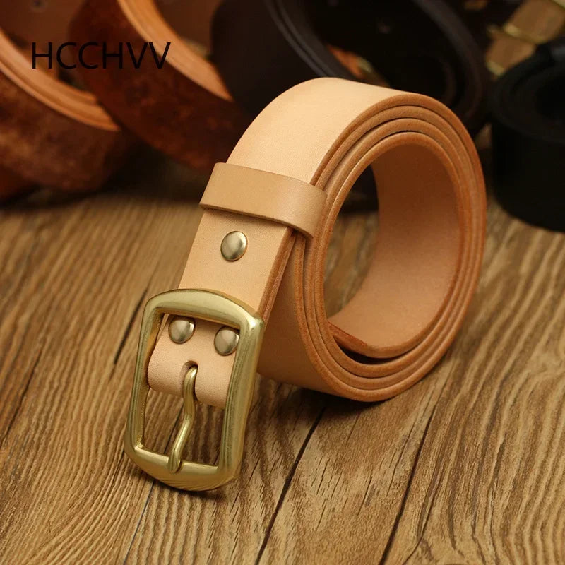 Handmade Belt Buckles for Men Thick Natural Vegetable Tanned Leather Leather Pin Buckle Mens Waist Belt Men's Belt Gifts for Men