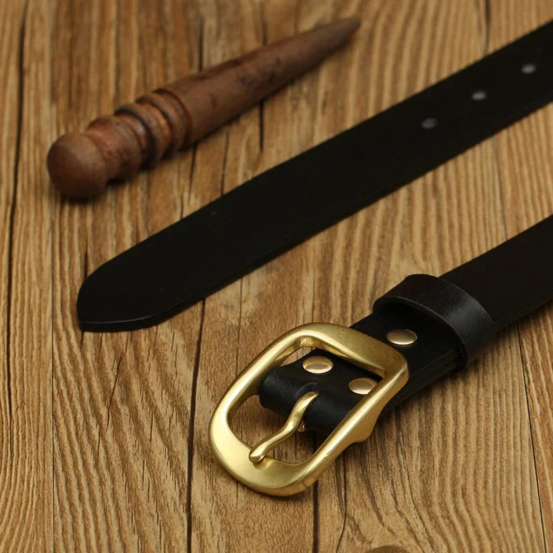 Handmade Belt Buckles for Men Thick Natural Vegetable Tanned Leather Leather Pin Buckle Mens Waist Belt Men's Belt Gifts for Men