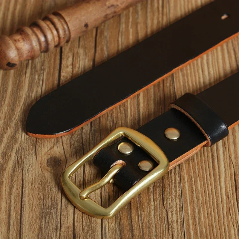 Handmade Belt Buckles for Men Thick Natural Vegetable Tanned Leather Leather Pin Buckle Mens Waist Belt Men's Belt Gifts for Men