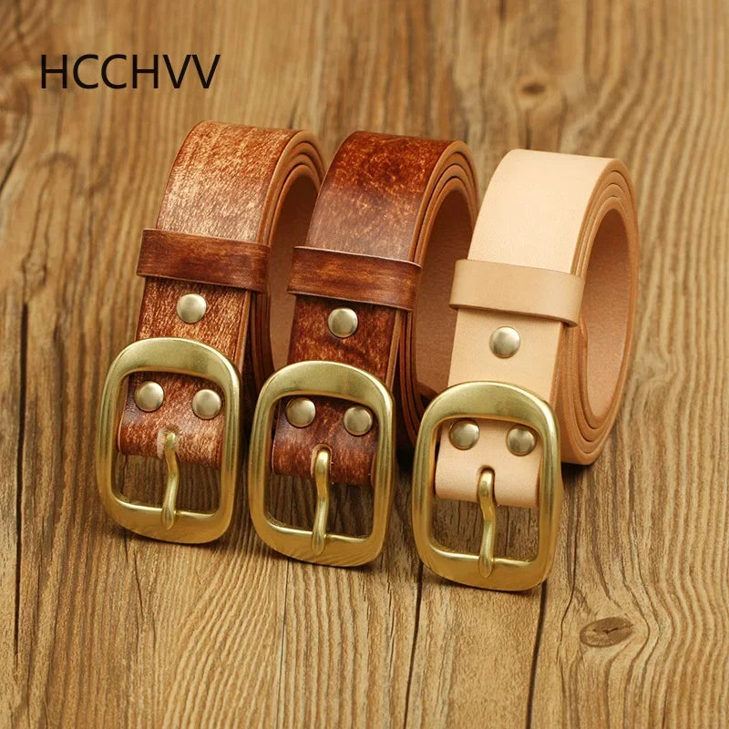 Handmade Belt Buckles for Men Thick Natural Vegetable Tanned Leather Leather Pin Buckle Mens Waist Belt Men's Belt Gifts for Men