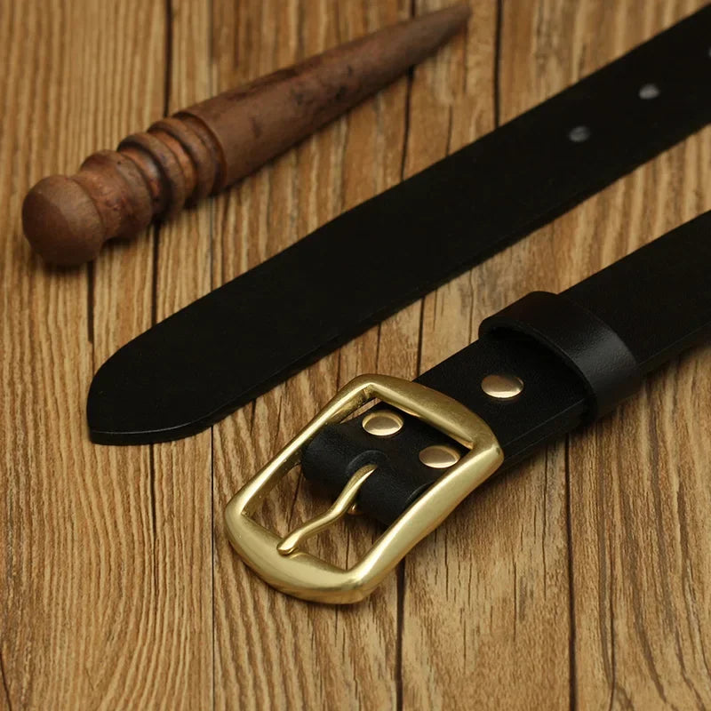 Handmade Belt Buckles for Men Thick Natural Vegetable Tanned Leather Leather Pin Buckle Mens Waist Belt Men's Belt Gifts for Men