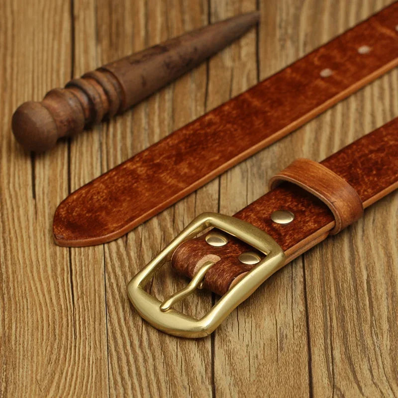 Handmade Belt Buckles for Men Thick Natural Vegetable Tanned Leather Leather Pin Buckle Mens Waist Belt Men's Belt Gifts for Men