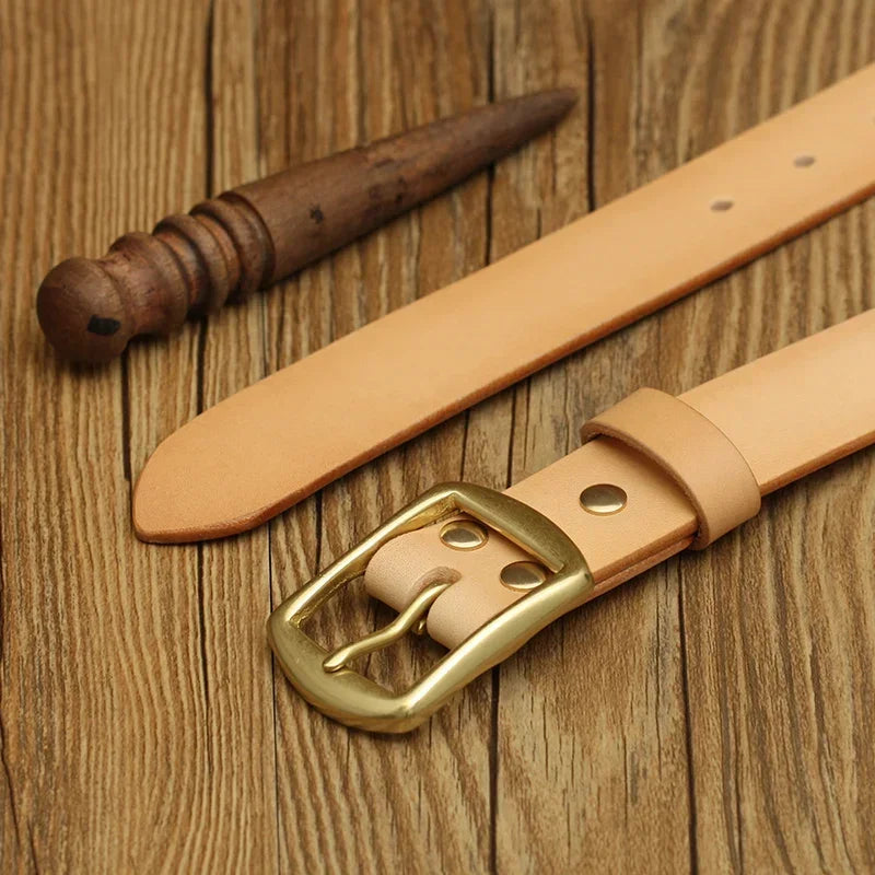 Handmade Belt Buckles for Men Thick Natural Vegetable Tanned Leather Leather Pin Buckle Mens Waist Belt Men's Belt Gifts for Men