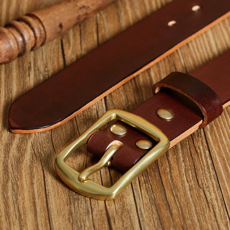Handmade Belt Buckles for Men Thick Natural Vegetable Tanned Leather Leather Pin Buckle Mens Waist Belt Men's Belt Gifts for Men