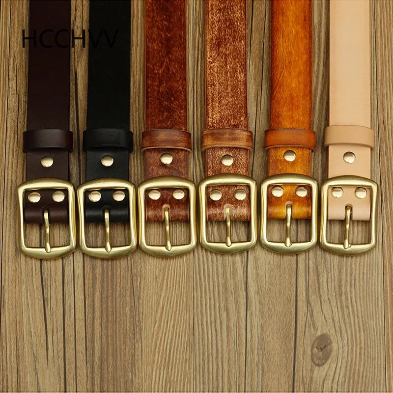 Handmade Belt Buckles for Men Thick Natural Vegetable Tanned Leather Leather Pin Buckle Mens Waist Belt Men's Belt Gifts for Men