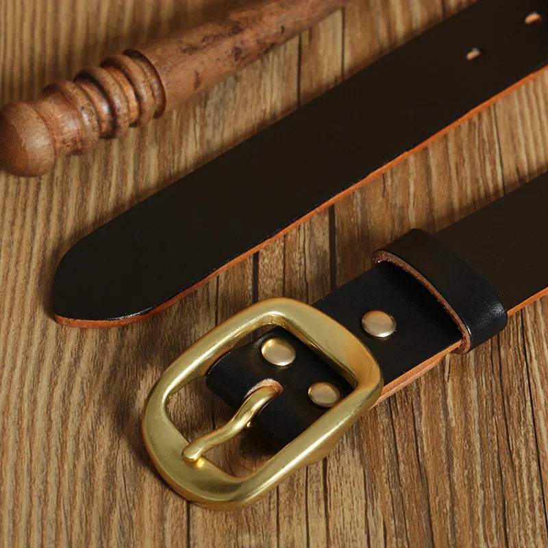Handmade Belt Buckles for Men Thick Natural Vegetable Tanned Leather Leather Pin Buckle Mens Waist Belt Men's Belt Gifts for Men
