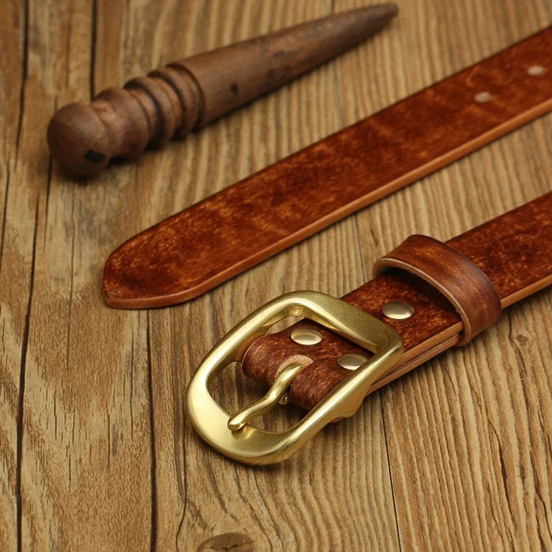 Handmade Belt Buckles for Men Thick Natural Vegetable Tanned Leather Leather Pin Buckle Mens Waist Belt Men's Belt Gifts for Men