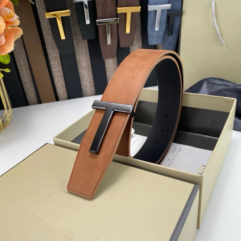 High Quality Designer Belts Men Fashion T Letter Luxury Famous Genuine Leather Belt Jeans Formal Cowskin Black Waist Strap 3.8cm