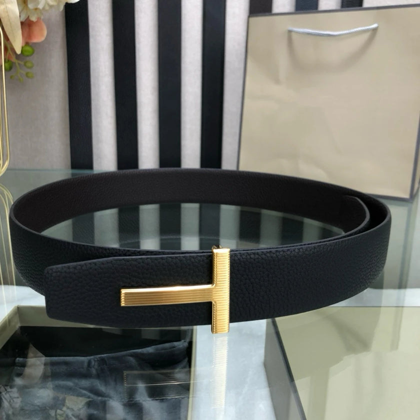 High Quality Designer Belts Men Fashion T Letter Luxury Famous Genuine Leather Belt Jeans Formal Cowskin Black Waist Strap 3.8cm