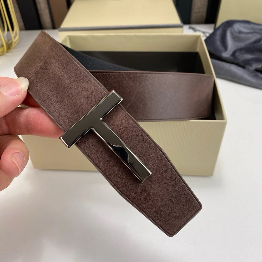 High Quality Designer Belts Men Fashion T Letter Luxury Famous Genuine Leather Belt Jeans Formal Cowskin Black Waist Strap 3.8cm