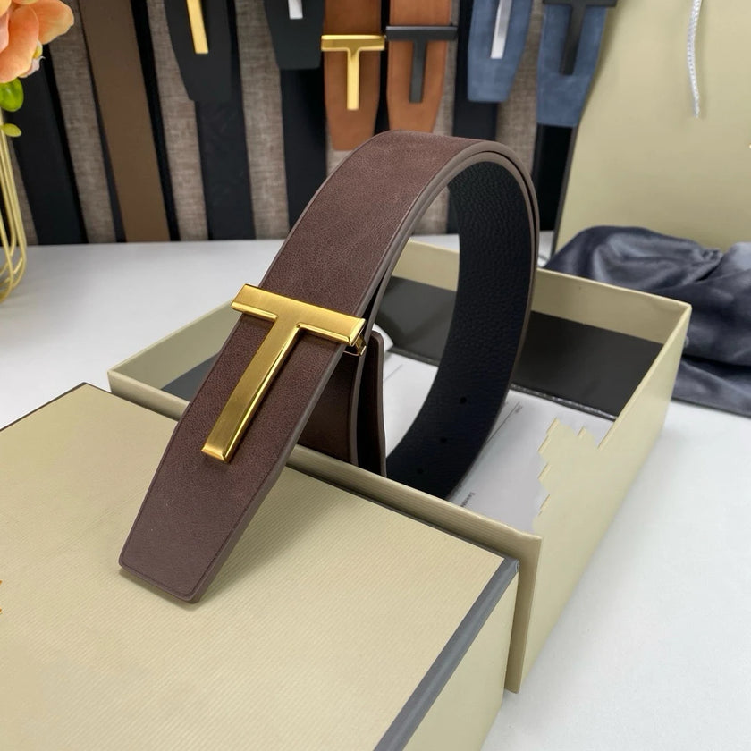 High Quality Designer Belts Men Fashion T Letter Luxury Famous Genuine Leather Belt Jeans Formal Cowskin Black Waist Strap 3.8cm