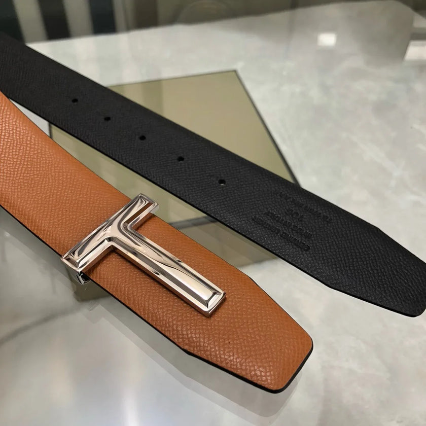 High Quality Designer Belts Men Fashion T Letter Luxury Famous Genuine Leather Belt Jeans Formal Cowskin Black Waist Strap 3.8cm