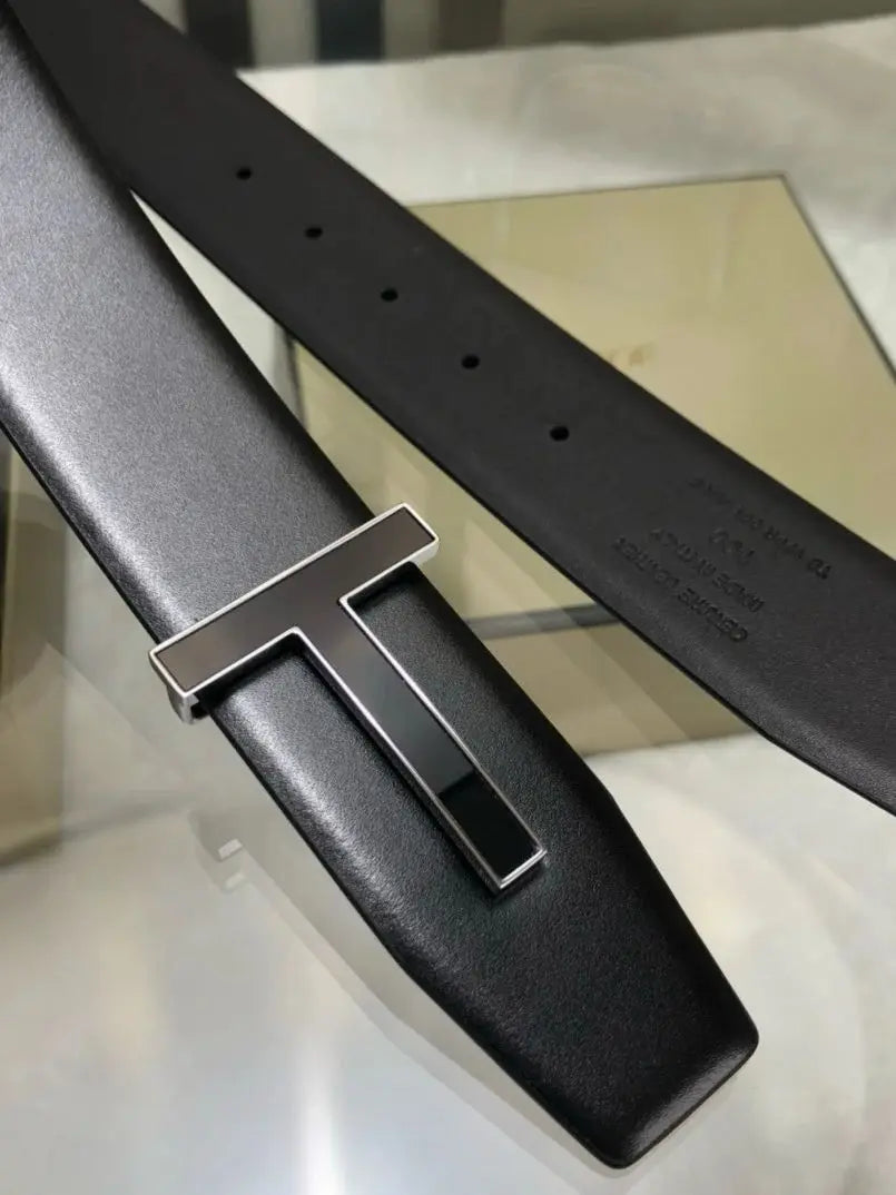High Quality Designer Belts Men Fashion T Letter Luxury Famous Genuine Leather Belt Jeans Formal Cowskin Black Waist Strap 3.8cm