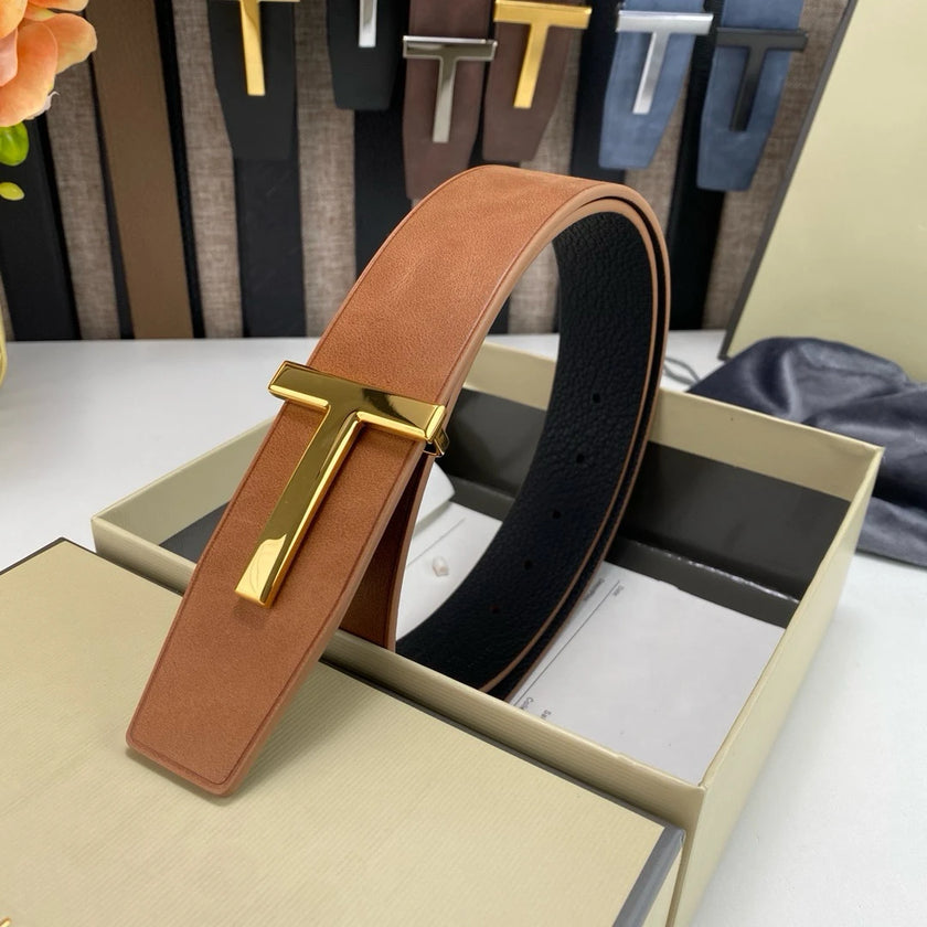 High Quality Designer Belts Men Fashion T Letter Luxury Famous Genuine Leather Belt Jeans Formal Cowskin Black Waist Strap 3.8cm