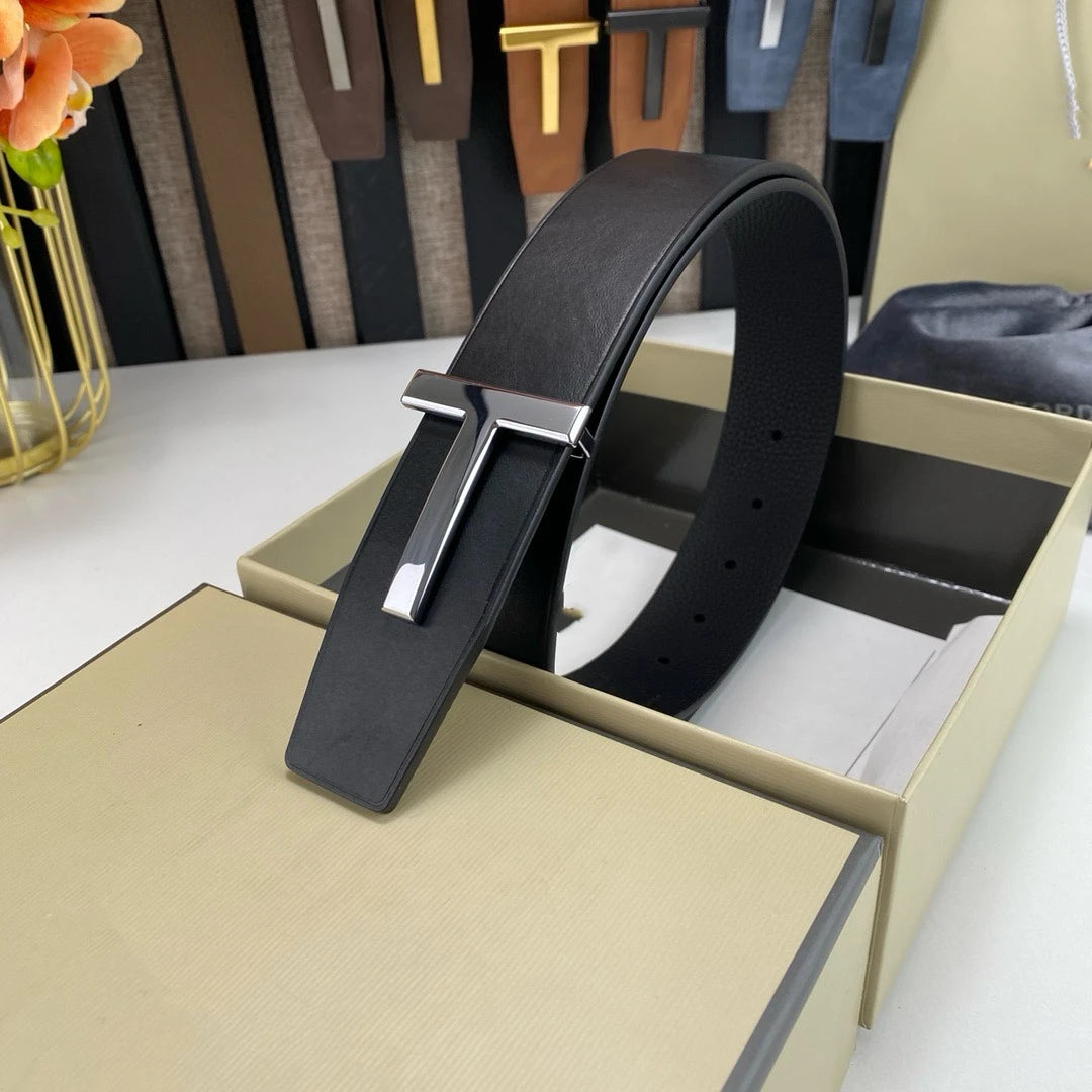 High Quality Designer Belts Men Fashion T Letter Luxury Famous Genuine Leather Belt Jeans Formal Cowskin Black Waist Strap 3.8cm