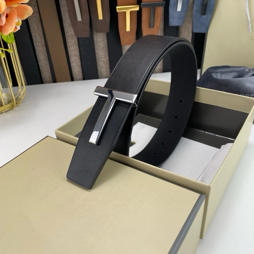 High Quality Designer Belts Men Fashion T Letter Luxury Famous Genuine Leather Belt Jeans Formal Cowskin Black Waist Strap 3.8cm