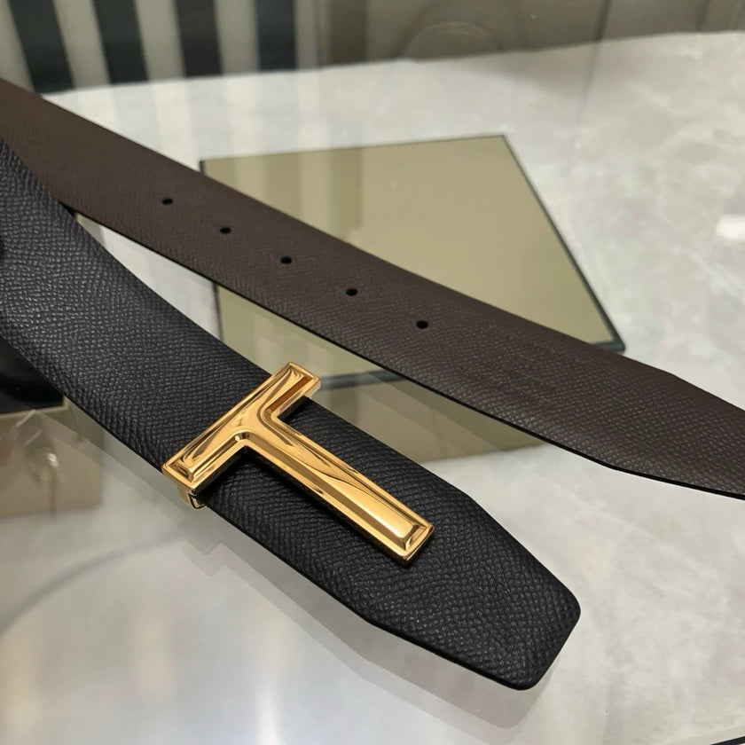High Quality Designer Belts Men Fashion T Letter Luxury Famous Genuine Leather Belt Jeans Formal Cowskin Black Waist Strap 3.8cm