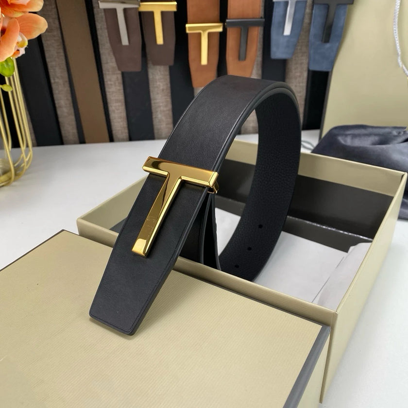 High Quality Designer Belts Men Fashion T Letter Luxury Famous Genuine Leather Belt Jeans Formal Cowskin Black Waist Strap 3.8cm