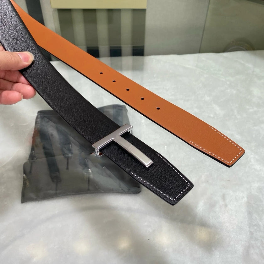 High Quality Designer Belts Men Fashion T Letter Luxury Famous Genuine Leather Belt Jeans Formal Cowskin Black Waist Strap 3.8cm