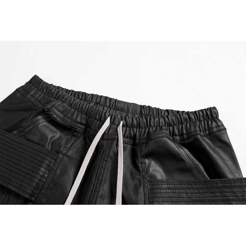 2022 Men's High Quality New Black Waxing Coated Denim Elastic Locomotive S-XL Pants Casual Straight Trousers Ins Trend Cool