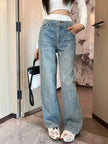 2024 Autumn New Women's Jeans Fashionable, Exquisite, Trendy, High Street Handsome, High Waist, Fake Two Piece Cowboy Pants