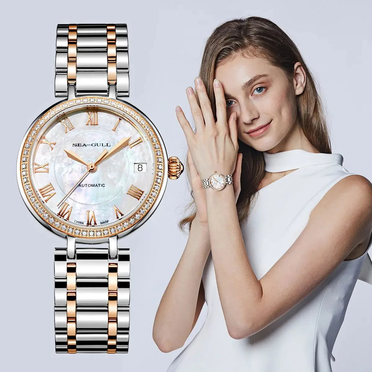 2024 Seagull Ladies Watch Automatic Mechanical Wristwatch Ultra-Thin Casual Simple Roman Holiday Sapphire Women Watch 816.417L