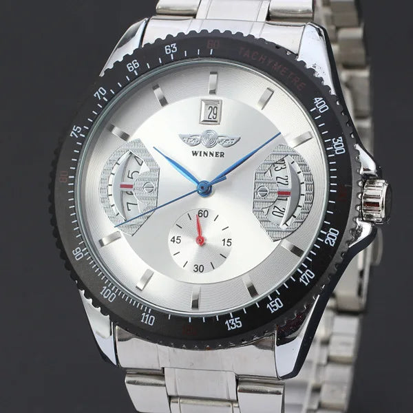 50pcs/lot winner-D164 stainless steel mechanical watch skeleton winner watch hollow out men watch wholesale winner watch