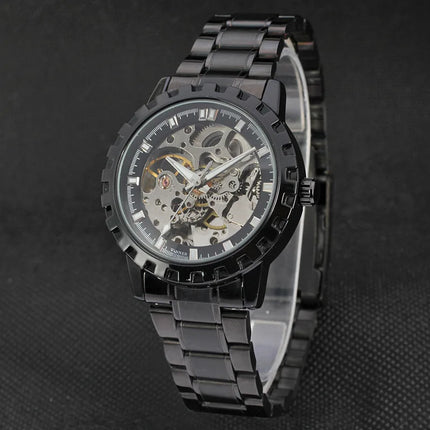 50pcs/lot winner-D218 hot seller winner watch fashion stainless steel mechanical watch roman style skeleton men  watch