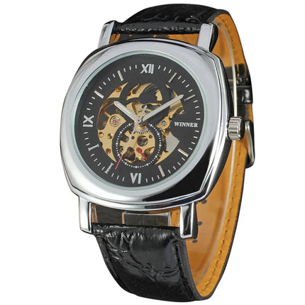 50pcs/lot winner-D271 hot seller square dial skeleton winner watch fashion mechanical watch hollow out winner watch