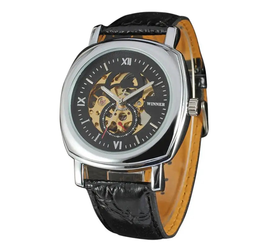 50pcs/lot winner-D271 hot seller square dial skeleton winner watch fashion mechanical watch hollow out winner watch