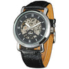 50pcs/lot winner-D284 fashion man skeleton winner watch high quality leather mechanical watch hollow out winner watch