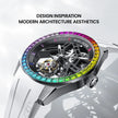 AGELOCER Original Tourbillon Watch Rainbow Bezel Men's Luxury Skeleton Manual Mechanical Watch Birthday Gift for Men