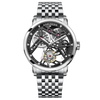 AGELOCER Original Tourbillon Watch Steel Strap Men Business Formal Luxury Skeleton Manual Mechanical Watch Birthday Gift for Men