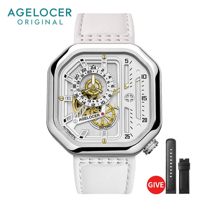 AGELOCER Women's  New Top Brand Square Mechanical Watch Sapphire Street Style Casual Fashion Automatic Watches Ladies Watch