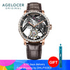 AGELOCER Original Tourbillon Watch Fashion Men's Business Formal Luxury Skeleton Manual Mechanical Watch Birthday Gift for Men