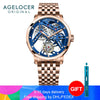 AGELOCER Original Tourbillon Watch Fashion Men's Business Formal Luxury Skeleton Manual Mechanical Watch Birthday Gift for Men