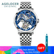 AGELOCER Original Tourbillon Watch Fashion Men's Business Formal Luxury Skeleton Manual Mechanical Watch Birthday Gift for Men