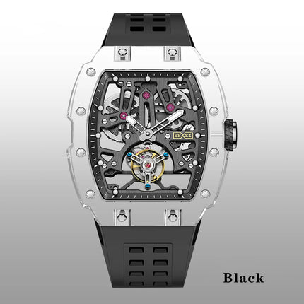 BEXEI 9127 Transparent K9 crystal skeleton Luxury tourbillon watch for men waterproof Reserve 72H mechanical wind wrist watches