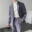 Business Casual Men's Suit Coat Long Sleeve Blazer + Straight Suit Pants Single Button Loose Two-piece Set Autumn Man Set