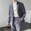 Business Casual Men's Suit Coat Long Sleeve Blazer + Straight Suit Pants Single Button Loose Two-piece Set Autumn Man Set
