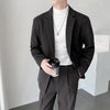 Business Casual Men's Suit Coat Long Sleeve Blazer + Straight Suit Pants Single Button Loose Two-piece Set Autumn Man Set