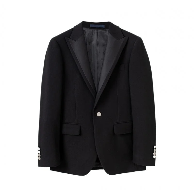 Business Mens Formal Dress Suit Jacket Black Slim Fit British Style Office Man Blazer Top Single Button Wedding Blazers Coat Men